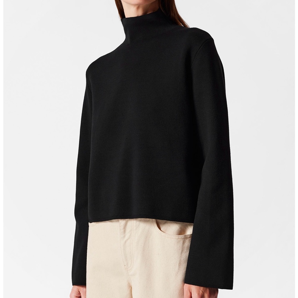 & Other Stories Black Ribbed Turtleneck Boxy Sweater